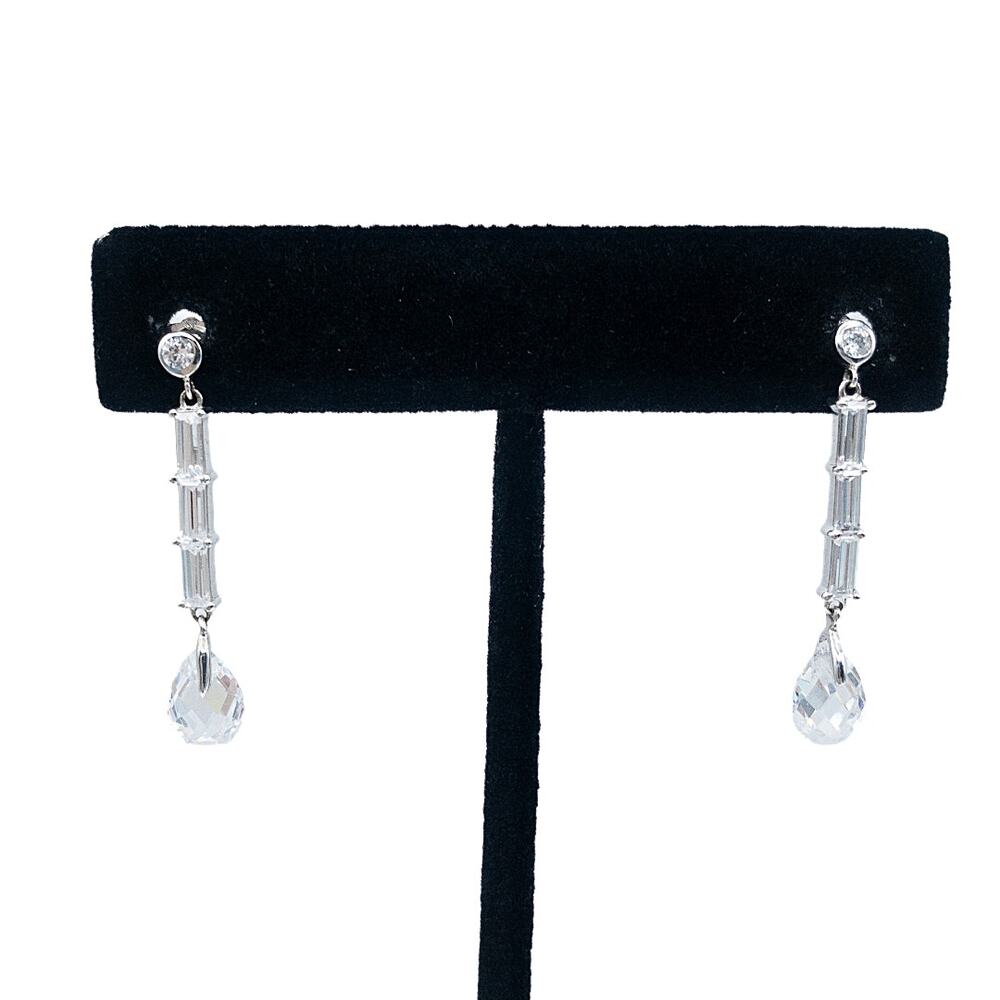925 Sterling Silver Crystal Drop Earrings | Baguette & Teardrop Wedding